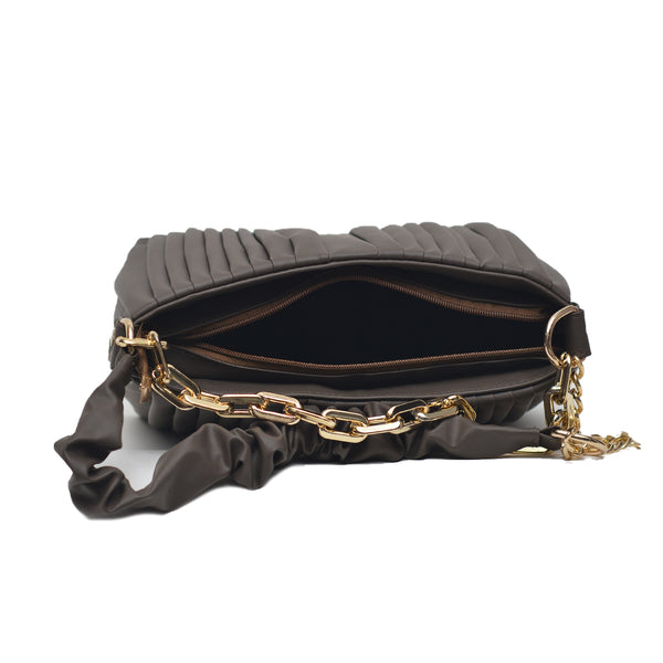 Crossbody Bag with Detachable Chain Strap (Dark Brown)