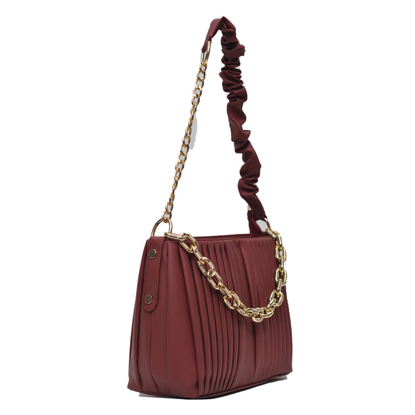 Crossbody Bag with Detachable Chain Strap (Maroon)