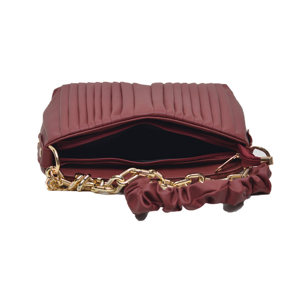 Crossbody Bag with Detachable Chain Strap (Maroon)