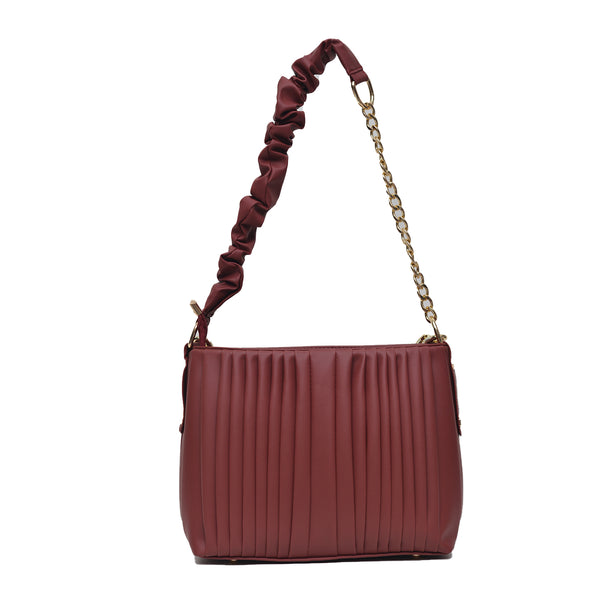 Crossbody Bag with Detachable Chain Strap (Maroon)