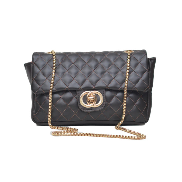 Classic Flap Shoulder Bag (Dark Brown)