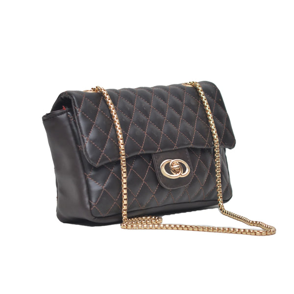 Classic Flap Shoulder Bag (Dark Brown)
