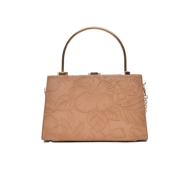 Floral Pattern Clutch (Mustard Brown)
