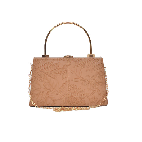 Floral Pattern Clutch (Mustard Brown)