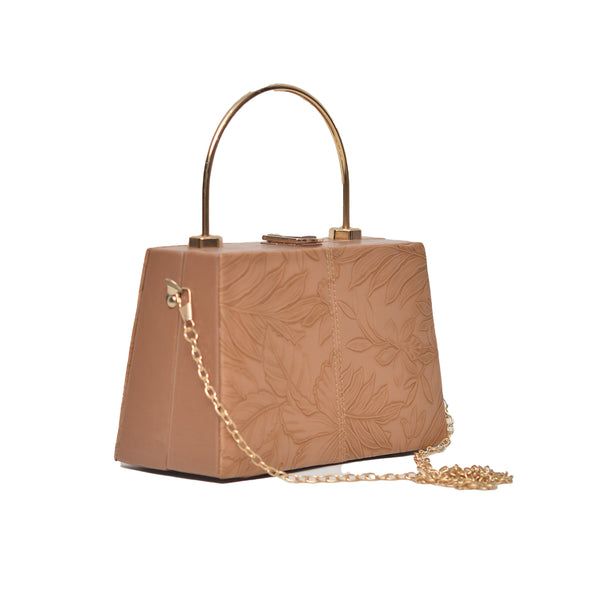 Floral Pattern Clutch (Mustard Brown)