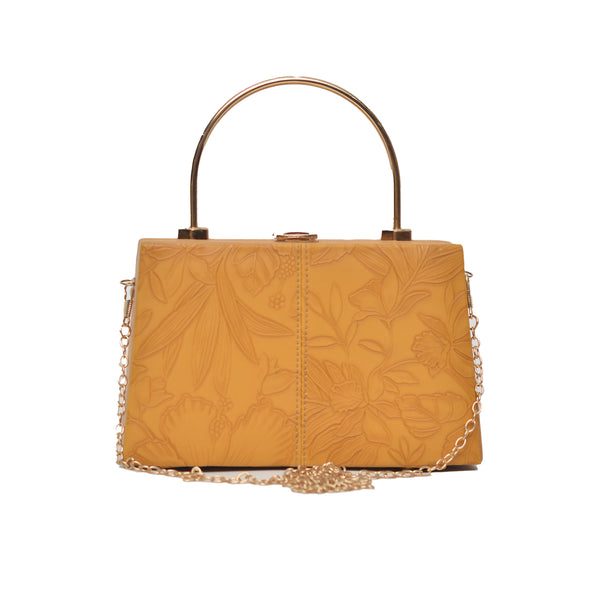 Floral Pattern Clutch (Mustard Yellow)