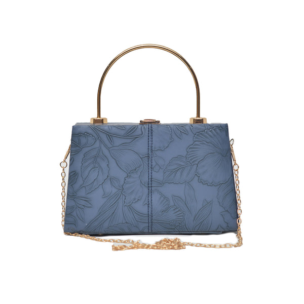 Floral Pattern Clutch (Navy Blue)