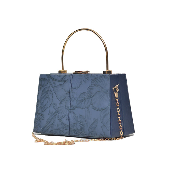 Floral Pattern Clutch (Navy Blue)