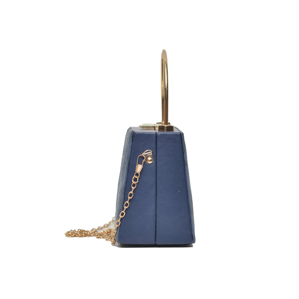 Floral Pattern Clutch (Navy Blue)