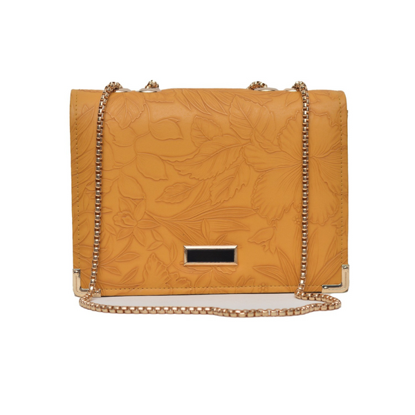 Floral Pattern Sling Crossbody Bag (Mustard Yellow)