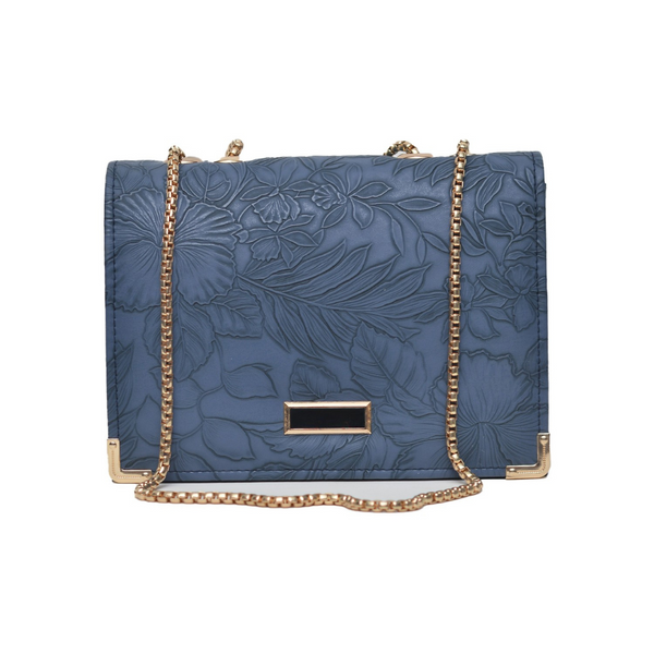 Floral Pattern Sling Crossbody Bag (Navy Blue)
