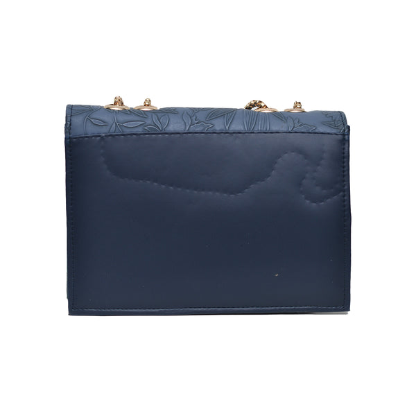 Floral Pattern Sling Crossbody Bag (Navy Blue)