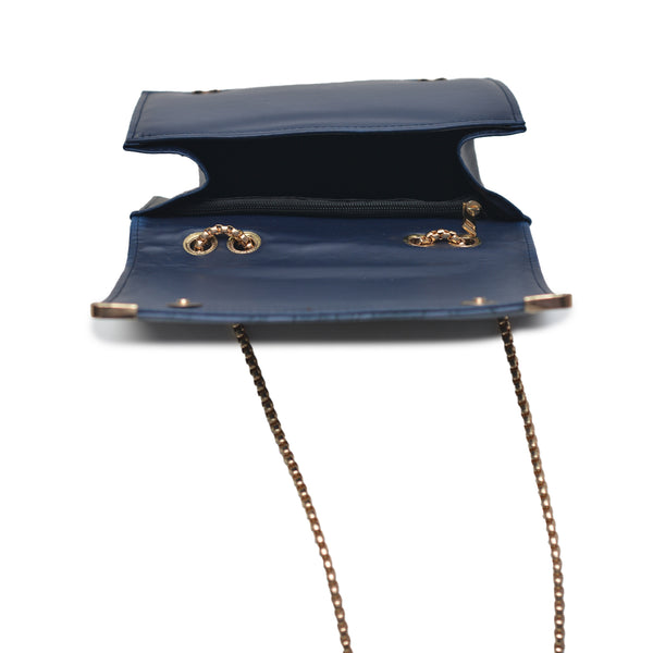 Floral Pattern Sling Crossbody Bag (Navy Blue)
