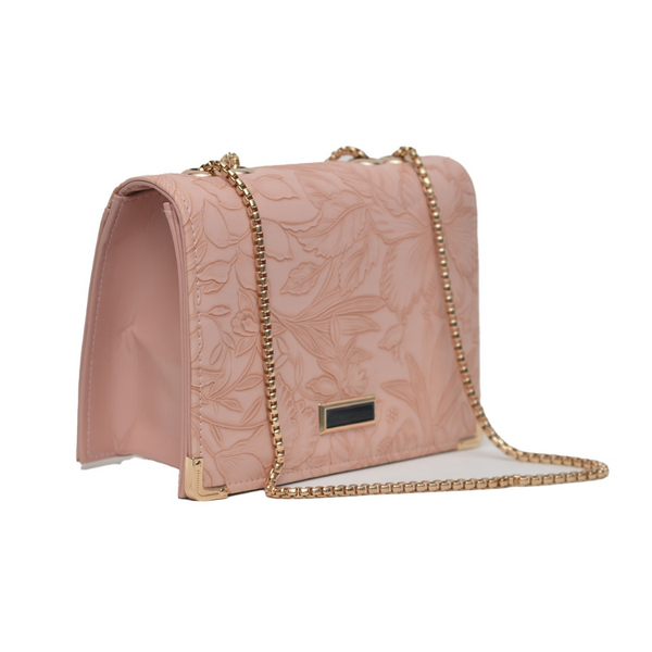 Floral Pattern Sling Crossbody Bag (Pink)