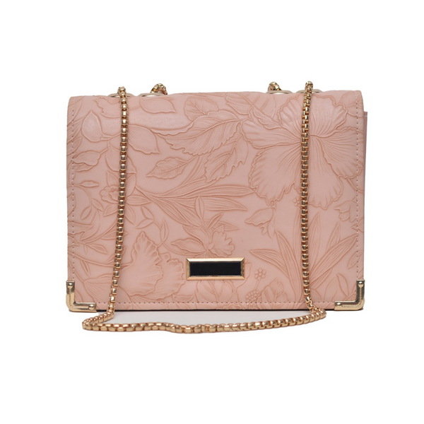 Floral Pattern Sling Crossbody Bag (Pink)