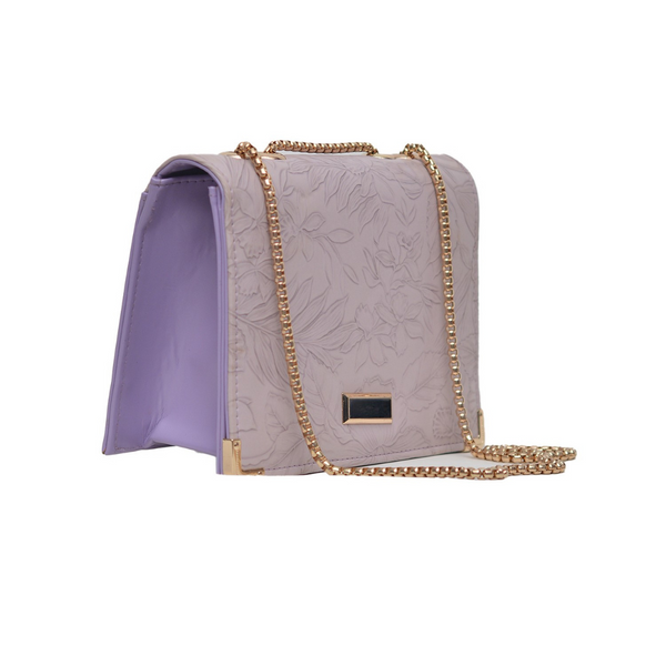 Floral Pattern Sling Crossbody Bag (Purple)