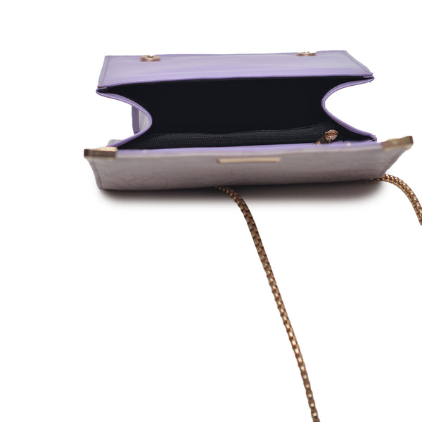 Floral Pattern Sling Crossbody Bag (Purple)