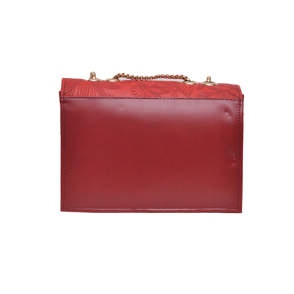 Floral Pattern Sling Crossbody Bag (Red)