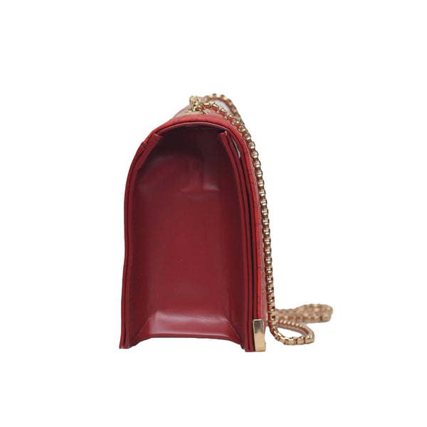 Floral Pattern Sling Crossbody Bag (Red)