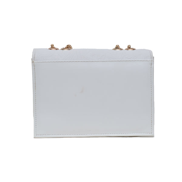 Floral Pattern Sling Crossbody Bag (White)