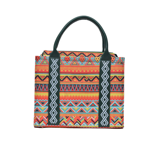Flower Corduroy Tote Bag (Black & Orange)