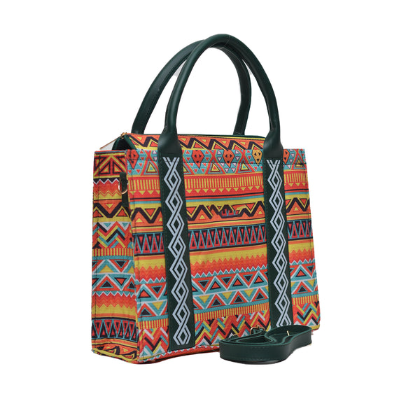 Flower Corduroy Tote Bag (Black & Orange)