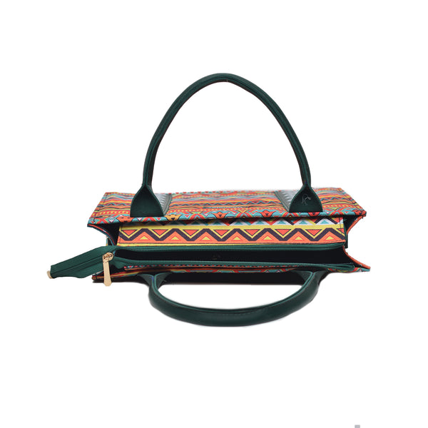 Flower Corduroy Tote Bag (Black & Orange)
