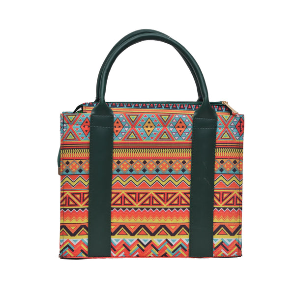 Flower Corduroy Tote Bag (Black & Orange)