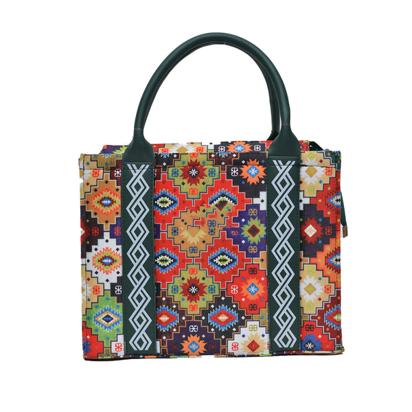 Flower Corduroy Tote Bag (Dark Green)