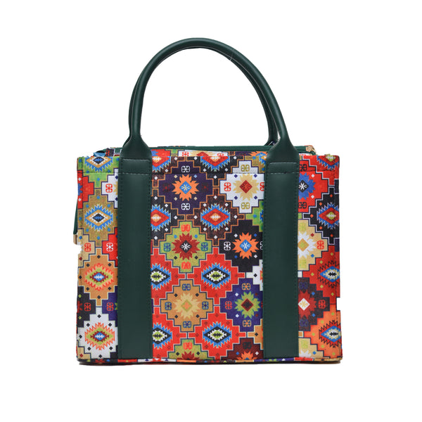 Flower Corduroy Tote Bag (Dark Green)