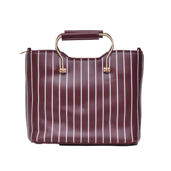 Leather Lining Printed Hand Bag (Maroon)