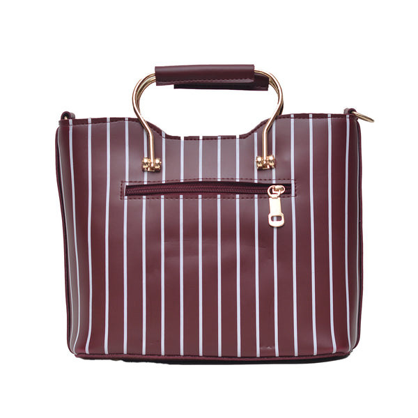 Leather Lining Printed Hand Bag (Maroon)