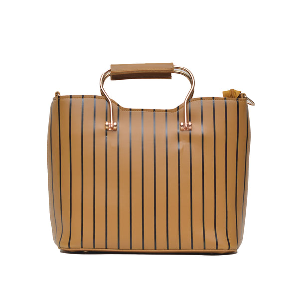 Leather Lining Printed Hand Bag (Mustard Yellow)