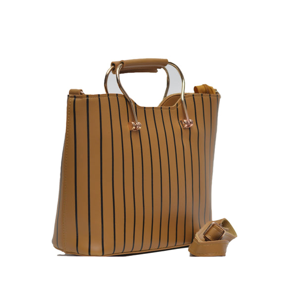 Leather Lining Printed Hand Bag (Mustard Yellow)