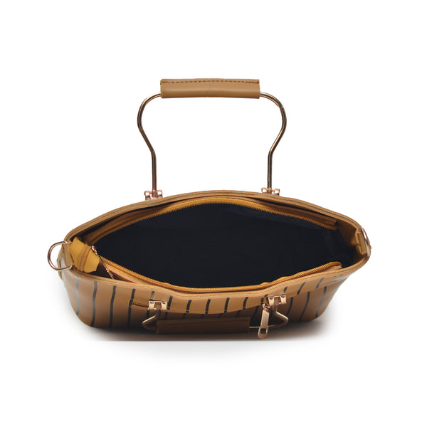 Leather Lining Printed Hand Bag (Mustard Yellow)