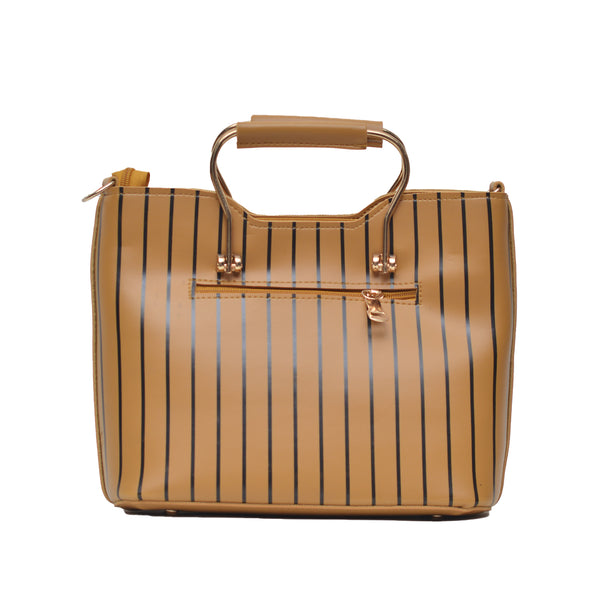 Leather Lining Printed Hand Bag (Mustard Yellow)