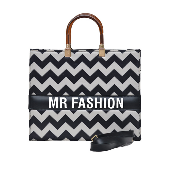 MR Fashion Zigzag Tote Bag (Black White)