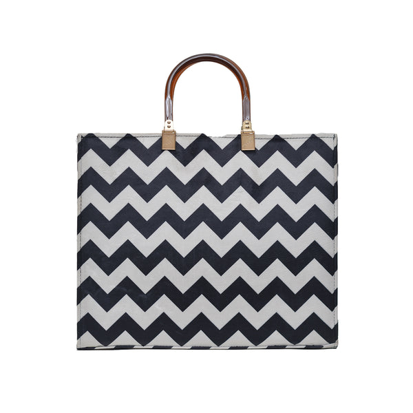 MR Fashion Zigzag Tote Bag (Black White)
