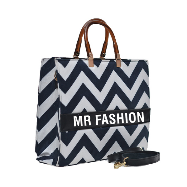 MR Fashion Zigzag Tote Bag (Black & White)