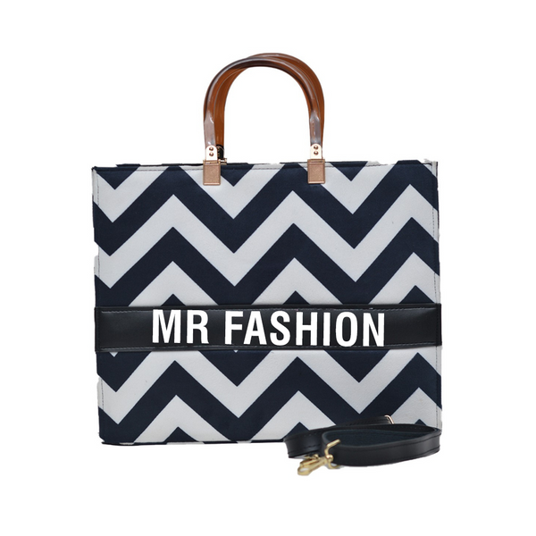 MR Fashion Zigzag Tote Bag (Black & White)