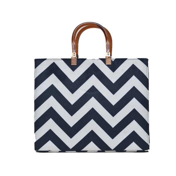 MR Fashion Zigzag Tote Bag (Black & White)