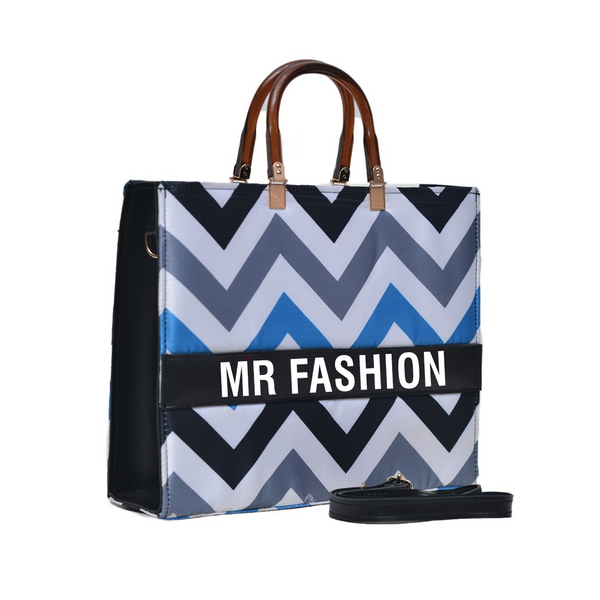 MR Fashion Zigzag Tote Bag (Blue & Black)