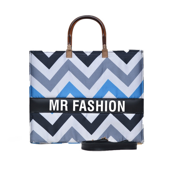 MR Fashion Zigzag Tote Bag (Blue & Black)