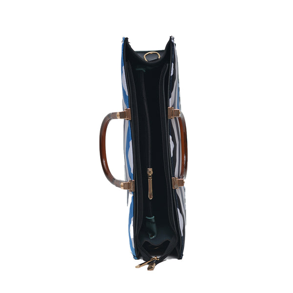 MR Fashion Zigzag Tote Bag (Blue & Black)