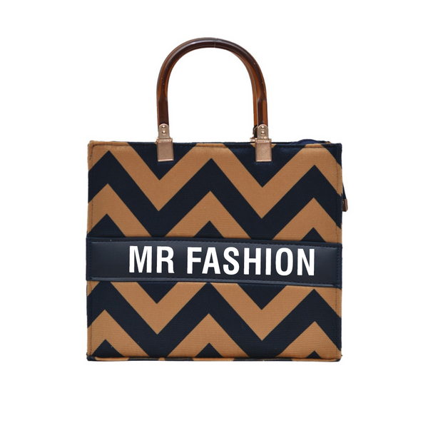 MR Fashion Zigzag Tote Bag (Mustard & Black)