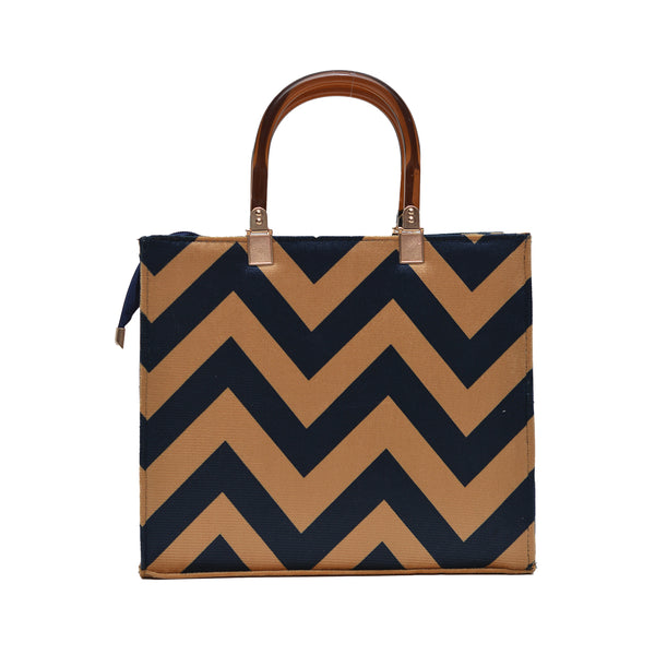 MR Fashion Zigzag Tote Bag (Mustard & Black)