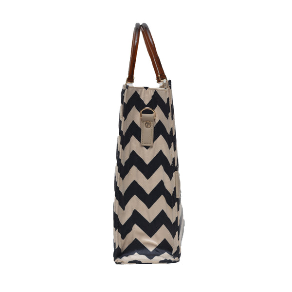 MR Fashion Zigzag Tote Bag (Skin & Black)