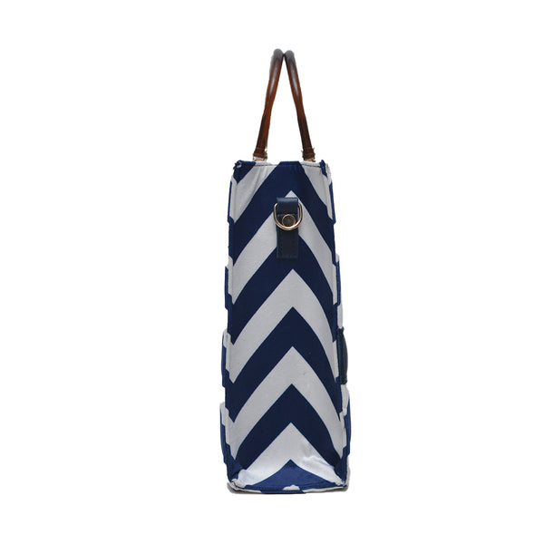 MR Fashion Zigzag Tote Bag (White & Blue)