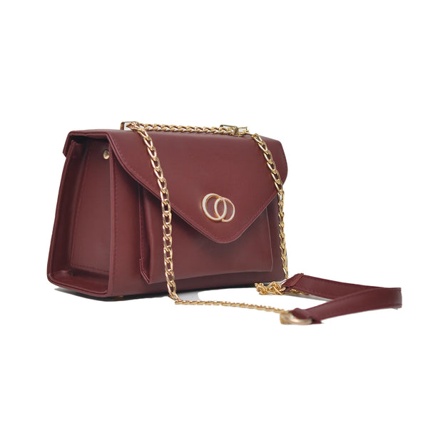 Classic Envelope Shaped Crossbody Bag (Maroon)