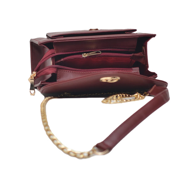 Classic Envelope Shaped Crossbody Bag (Maroon)